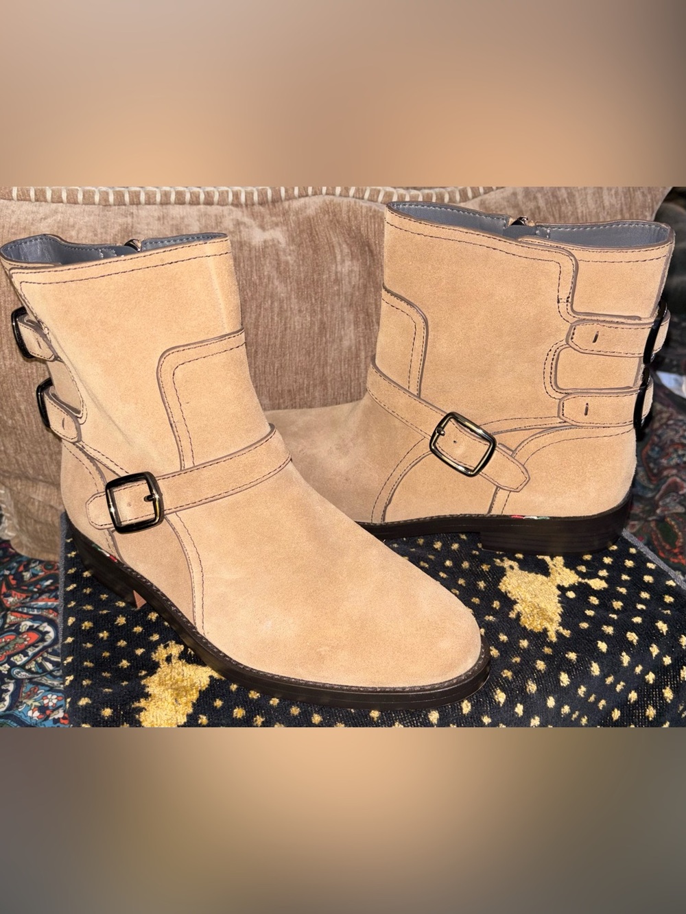 Franco Sarto Prina Suede Moto Buckled Ankle Boots - NWOT / NWOB
Sz. 8 1/2